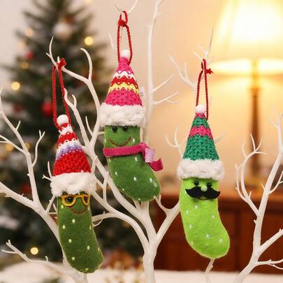 3st/set Ny julgrön banan hängande dekorationer, julfest dekoration rekvisita, kreativa skägg jultomten figurer prydnader, julgran hänge, hem väggdekoration, bondgård dekor, jul