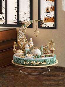 1pc Acrylic Star & Moon Ramadan Decoration, Gold Crescent Moon Shaped Tabletop Decor, Eid Mubarak Ornament, Ramadan Decoration, Islamic Ramadan Ramadan Party Decor, Ramadan Home Decor, Room Decor, Tabletop Decor, Dining Table Decor, Background Decor, Ramadan Party Gift, Ramadan Decoration, Ramadan Gift, Eid Mubarak - Multicolor - View 3