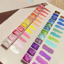 60 Colors Pearl Watercolor Pigment, Dyes, Pearlescent, Metallic, Shimmer, Glitter, Starry Solid Paint Mini Travel Portable Art Kit For Painting, Writing, Drawing, Lightweight, DIY Supplies For Beginners, Artist, Adults, Students, Professionals - 60 màu - Xem 2