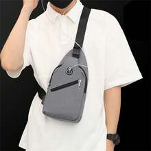 Bolso bandolera para hombre, ideal para senderismo, mochila impermeable de nailon. - Gris - Ver 7