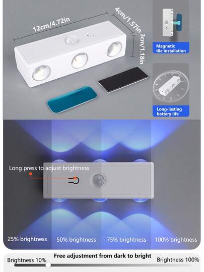 1pc LED Wand Verlichting Motion Sensor, Up Down Illumination, Multi Source Lamp, Slimme Sensor Night Light, Cabinet/Staircase/Corridor Available In RGB s, Kitchen, Bedroom, Balcony, Yard, Street, Garden, Porch, Room, Living Corridor, Staircase, Attic, Shop view 6