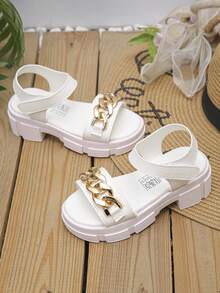 1 Pair Fashionable And Beautiful Girls Single Strap Anti-Slip Thick Soled Sandals, Stylish And Atmospheric, Suitable For Summer Outdoor Wear