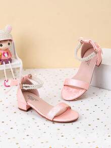 Summer New Arrival Printed Fabric Strap Girls High Heel Sandals, Girls' High Heel Dance Shoes For Student Performance And Daily Activities, Wedding Shoes - Pink - View 2