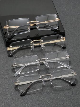 2-delars/4-delars set retro intellektuella rektangulära vardagsglasögon, moderiktiga mångsidiga, ansiktssmickrande, lämpliga för daglig dekoration, fotografering, dejting, läsning, spel, dator, skolstart, unisex, kan bäras med receptbelagda glas