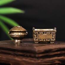 3件套复古青铜树脂模型摆件，适用于娃娃屋装饰，是圣诞节、万圣节、复活节、情人节的理想之选 - 无需用电，派对装饰 - 彩色 - 查看 4