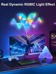Bộ đèn lượng tử tam giác mô-đun 3/6/10 chiếc, đèn chơi game RGB thời trang với tấm đèn chiếu sáng xung quanh, thiết kế ghép nối, phù hợp cho phòng chơi game, trang trí phòng ngủ như đèn ngủ, ánh sáng gián tiếp tạo không khí, đèn LED ấm áp để trang trí phòng, cũng là một món quà tuyệt vời để tạo nên bầu không khí quyến rũ cho ngôi nhà và căn phòng. - Nhiều màu - Xem 3