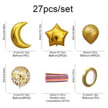 Eid Al Adha Eid Moon Star Foil Latex Balloon Bouquet Party Backdrop Decoration Set - Multicolor - View 3