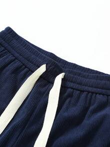 Men's Corduroy Straight Leg Pants, Casual Loose Fit Sweatpants For Spring And Autumn