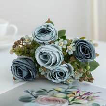 1/80 Stücke künstlicher Rosenstrauß, gestickte Kugel, gemischte Pfingstrosen, Brautstrauß, Hochzeitsdekoration, DIY-Kranzmaterial, Geburtstagsdekoration, Esszimmer, Wohnzimmer, Vase, Garten, Valentinstag, Neujahrsgeschenk - Blau - Übersicht 7