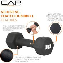 CAP Barbell Neoprene Dumbbell Weights Pairs & Sets| Multiple Colors - Black - View 11