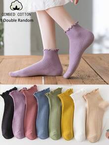 1/3/5 pares de calcetines cortos aleatorios para mujer, diseño sin costuras para mayor comodidad, puño de alta elasticidad para evitar que se deslicen, transpirables, se mantienen secos incluso después de un uso prolongado, colores oscuros adecuados para trajes y zapatos de cuero, unisex