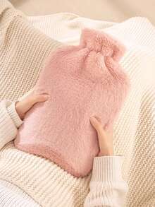 1pack 2000ml Premium Faux Fur Hot Water Bottle For Soothing Pain Relief And Comfort - Ideal For Neck, Back, Shoulder, Legs, And Menstrual Cramps (Due To Different Batches, The Lines And Color May Vary. We Apologize For Any Inconvenience Caused) - Multicolor - View 2