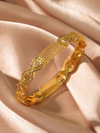 Brazalete de oro de 24 quilates chapado en oro hueco, joyería de estilo Dubai de Oriente Medio para mujeres, adecuado para el Día de la Madre, uso diario y ocasiones especiales, regalo de accesorios