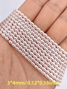 米粒形珍珠珠，适用于DIY手链、项链、耳环等首饰制作，不易刮花，无瑕疵，不褪色，16英寸/串 - 白色 - 查看 4