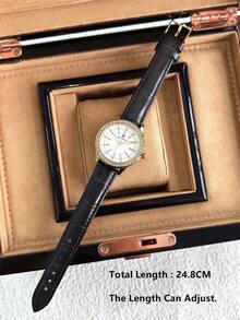 Pablo Raez 1pc 18K Gold Ladies Watches Stainless Steel Jewelry Vintage Accessories Charming Women Wristwatch Luxury Crystal Dress Watch Original Non Tarnish Golden Color Elegant Brand New AAA Design Quartz Watch For Lady Fahionable White Face With Rhinestone Display High Quality Woman Popular Wristwatch 50M Waterproof Soft - one-size - View 10