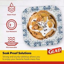 Glad - Platos de papel desechables impresos 50 unidades de 10 pulgadas platos de papel resistentes con hermoso diseño impreso a prueba de remojo 50 platos de papel cuadrados Platos desechables - azul - Ver 4