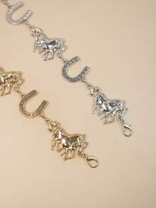 Catena in metallo regolabile per donna, design a forma di cavallo, gancio decorativo circolare, oro antico, adatta per abiti - multicolore - Visualizzare 8