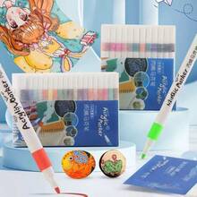 12 Colores/24 Colores Marcadores de Pintura Acrílica, Bolígrafos de Pintura Acrílica Adecuados para Roca, Madera, Tela, Lienzo, Vidrio, Cerámica, Scrapbooking, Punta Media - Multicolor - Ver 7