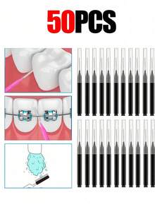 5/20/50/100支装成人直牙线棒，清洁牙缝，正畸牙套，牙齿清洁，软毛牙间刷，正畸牙线棒，一次性牙间清洁器（黑色） - 黑色 - 查看 9