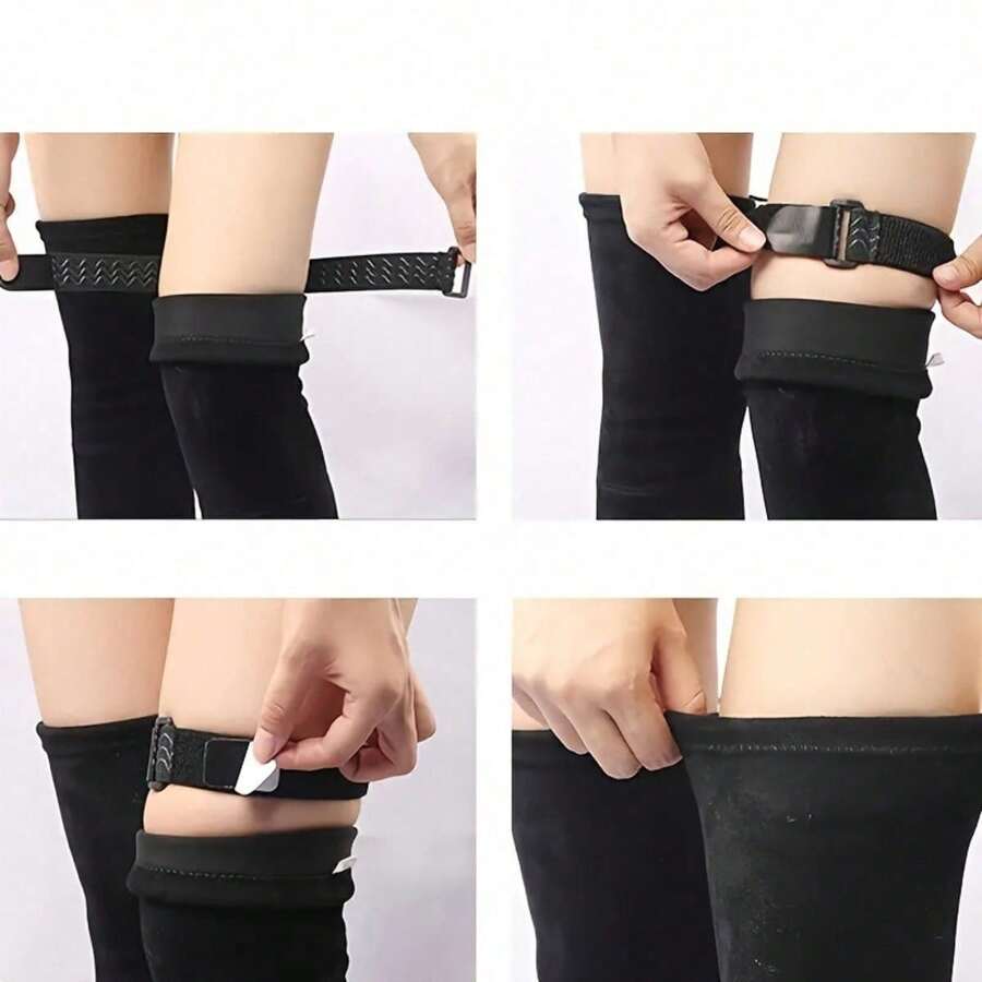 2条+20条高品质过膝靴绑带 - 可调节、可拆卸、耐用的靴套确保贴合舒适 - 易于使用和安装 - 黑色 - 查看 1