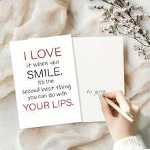 بطاقة تهنئة رومانسية ذكية مع مغلف - تصميم "تمنيات ابتسامة مغازلة"، طباعة جريئة ورسالة مرحة، رائعة للأحبة والبالغين، مثالية للمناسبات الرومانسية، بطاقة رومانسية جريئة | بطاقة تهنئة ورقية | بطاقة عيد زواج، ديكور مغازل