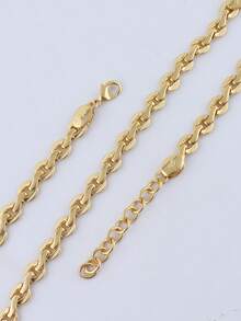 2-Piece Round Cuban Chain Set 24k Gold Plated Adjustable Necklace & Bracele Elegant Women's Gift Jewelry Set For Women - Vàng - Xem 4