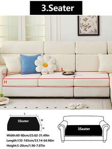 1件装四季通用弹力沙发套，防滑全覆盖沙发座垫，可水洗沙发毯，清新时尚，防尘，宠物友好，适用于卧室、办公室、客厅、L型贵妃椅和1-4人沙发 - 奶油白 - 查看 16