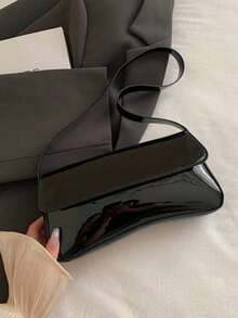 Women's Shoulder Bag, Minimalist Style Handbag, Burgundy Flap Small Bag, Baguette Bag, Simple Shoulder Bag, Underarm Bag, Tote Bag, Y2K Bag, Fashionable Burgundy Bag - Multicolor - View 10