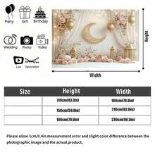 2D Polyester Ramadan Banner 1pc Elegant Ramadan - Themed Decor: Golden Crescent, Lanterns, And Delicate Roses Eid Al-Fitr Photo Props And Supplies, Suitable For Muslim Ramadan And Eid Al-Adha Celebrations, Islamic-Themed Holiday Decorations - 1PCS - View 4