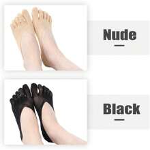 6 Pairs Women Toe Socks No Show Toe Separator Full Finger Low Cut Liner Socks With Gel Tab(Color Set 3),28193683 - 紫羅蘭色 - 查看 2