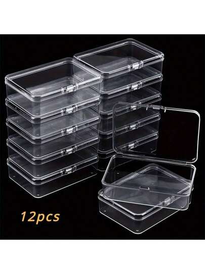 20/14/12/10/5pcs Mini Transparent Plastic Storage Box, Rectangular Storage Container Box With Lid, Clear Finishing Storage Box, For Collecting Small Items