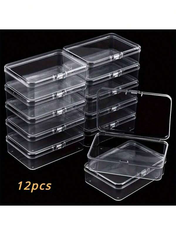 20/14/12/10/5pcs Mini Transparent Plastic Storage Box, Rectangular Storage Container Box With Lid, Clear Finishing Storage Box, For Collecting Small Items
