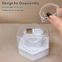 GSYY 2 In 1 Wh Drill Bit Holder And Nail Drill Bi Cleaner Br Case 24 Ho Dust-Of Dust Collec Nail Tech Nail Drill Bit Organizeing Case Dilay Container Nail Tech Must Haves Manicure Tools Supplies - 黑色 - 查看 5