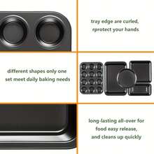 LOVEWE 10-Piece Multi-Purpose Baking Pan Set - Non-Stick, Stackable Design (Navy Blue) | Christmas Baking/Cooking Kitchen Tool Gift - 10 chiếc màu đen - Xem 8