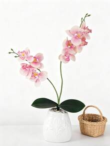 1/80支人造蝴蝶兰花丝绸花束仿真植物，适用于春季婚礼花瓶、家居餐厅卧室装饰、母亲节情人节节日生日派对用品、户外花园装饰 - 淺粉色 - 查看 1