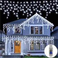 1pc 96 LED Lights/3.5m/11.48ft Icicle Lights - USB Powered, 8 Lighting Modes, Suitable For Indoor And Outdoor Use, Walls, Gardens, Parties And Outdoor Lighting, Creating Festive Atmosphere. Plastic Light Body, Outdoor Christmas Decoration - Multicolor - View 4