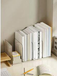 1pc Transparent Acrylic Desktop Bookshelf, Book Stand, Office/Student Document/Book Storage Rack