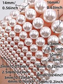 2mm-16mm 白色珍珠珠飾，玻璃材質，DIY耳環手鍊項鍊與配件，圓珠，耐刮，16英吋/串 - 白色 - 查看 13