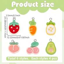 CRAFTYMELODY Resin Fruit Charms Cute Fruit Pendant Colorful Dangle Charms For Earrings Necklace Jewelry Making - ColorA - 查看 2