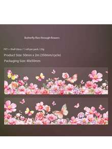 1 Stück Blumen Lovely Day PET Klebeband, Muscheltextur Landschaft Scrapbooking Aufkleber, 6 Designs - Verschiedenfarbig - Übersicht 19