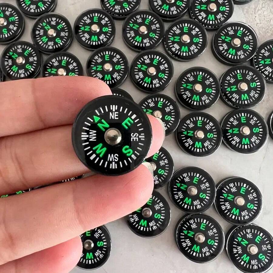 10pcs Mini Compass, Lightweight Portable Compass - Perfect For Hiking, Camping, Outdoor Activities - Black - View 1