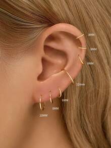 银色无扣环状耳环 | 软骨小环耳环套装，适合男女儿童 | 防过敏 925 纯银耳屏耳环鼻唇环 | 耳环首饰，适合派对生日礼物，配有精美礼盒 | 4 种尺寸可选（直径 6 毫米 / 8 毫米 / 10 毫米 / 12 毫米）| 不适合尚未愈合的耳洞 - 開口光面耳圈 - 查看 5