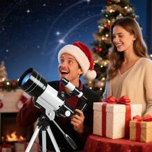 LOVEWE 150X Telescope For Christmas Gift, 70Mm Aperture Telescope For Adults High Power, Portable Monocular Telescope With Tripod Phone Holder, Eyepiece, Barlow Lens, Perfect Telescope For Nature Viewing, Education And, Ideal Halloween Christmas Gift For Family Members - Black and White - View 3