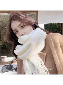 Thick Long Shawl/Blanket, 280g - White - View 2