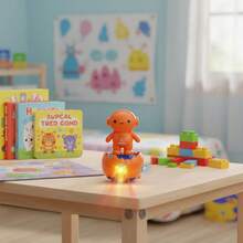 Super E Juguete Interactivo con Luces y Sonidos 12CM | Juguete Interactivo. - Naranja - Ver 2