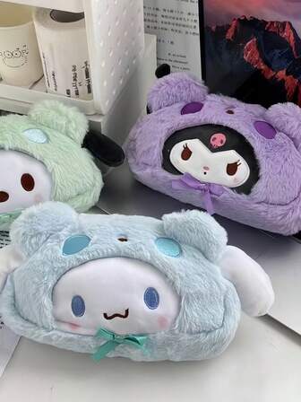 Sanrio 1 PC Girls Large Capacity Cartoon Sanrio Pencil Bag Melody Kuromi Student Storage Cases Zipper Pencil Pouch Student Supplies Toiletries Bag Travel Toiletry Bag Wash Bag Shower Bag For Women Packing Cubes Travel Essential Cruise Essentials Vacation Essentials