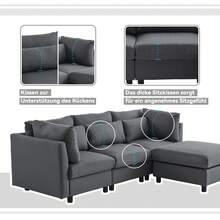 Modern Design, Upholstered Furniture, Sofa, Three-Seater Sofa, Living Room Sofa, Corner Sofa With Footstool, L-Shaped Corner Sofa, Video Available