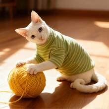 Classic Striped Two-Leg Jumpsuit Cat Clothes, Suitable For Sphynx And Small/Medium Cats, Machine Washable, Suitable For All Seasons