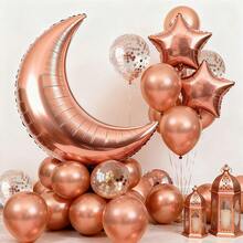 Eid Al Adha Eid Moon Star Foil Latex Balloon Bouquet Party Backdrop Decoration Set - Multicolor - View 4