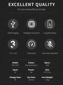 Kemei 科美三合一强力电动剃须刀面部身体毛发修剪器胡须剃须刀鼻毛耳毛修剪器男士专用 KM-1429 - 彩色 - 查看 6